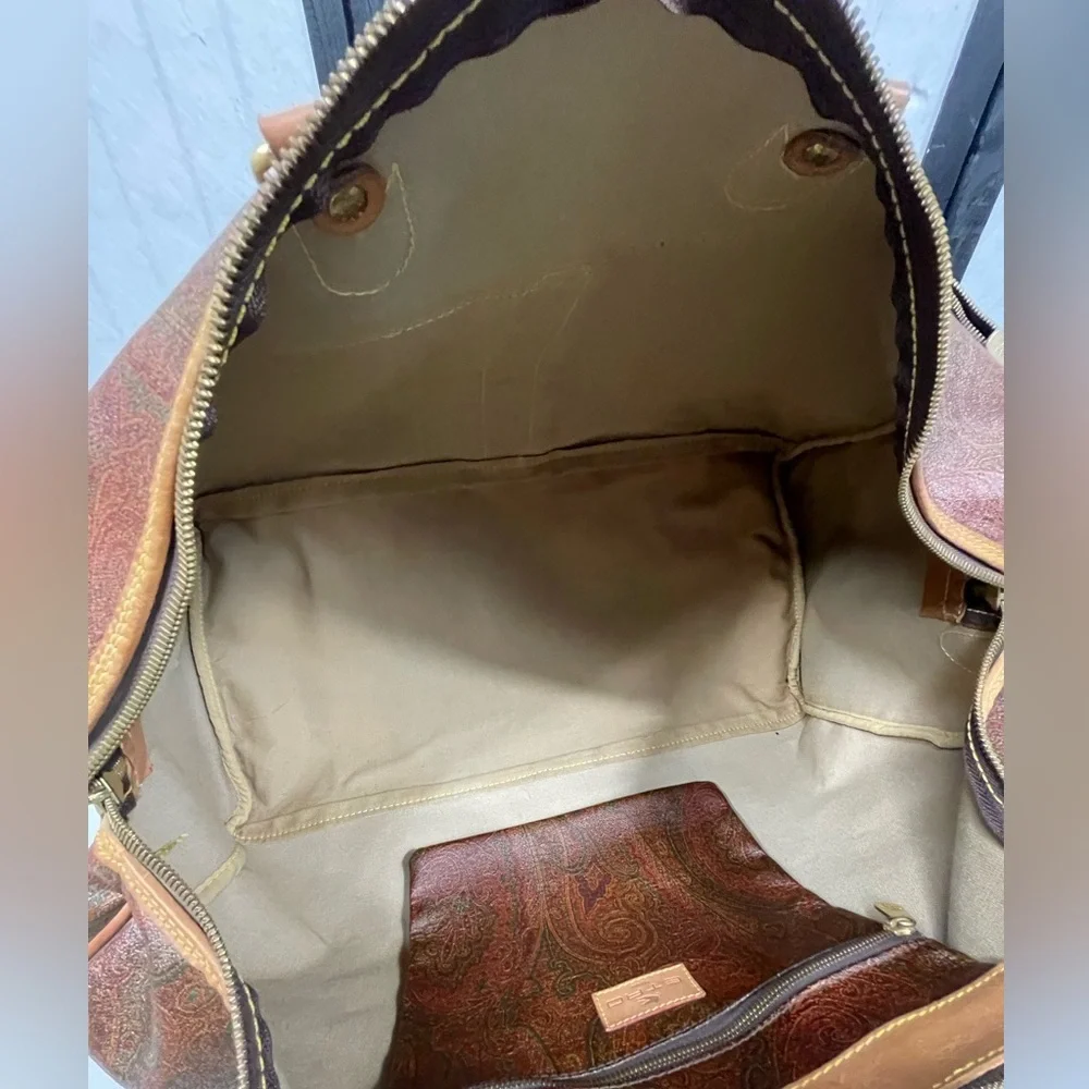 Etro Milano Brown Paisley duffle Travel Bag